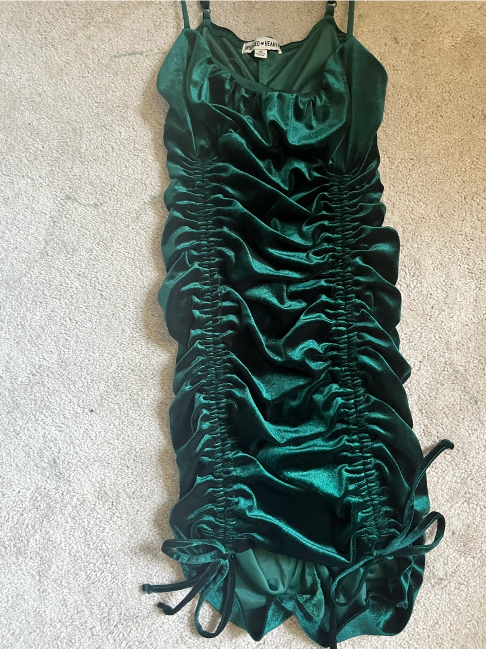 Inspired Hearts Emerald Green Ruched Mini Dress